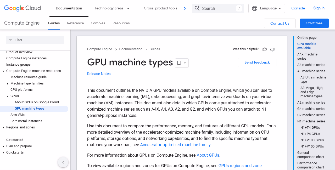 Google Cloud homepage with enterprise cloud and GPU services.
