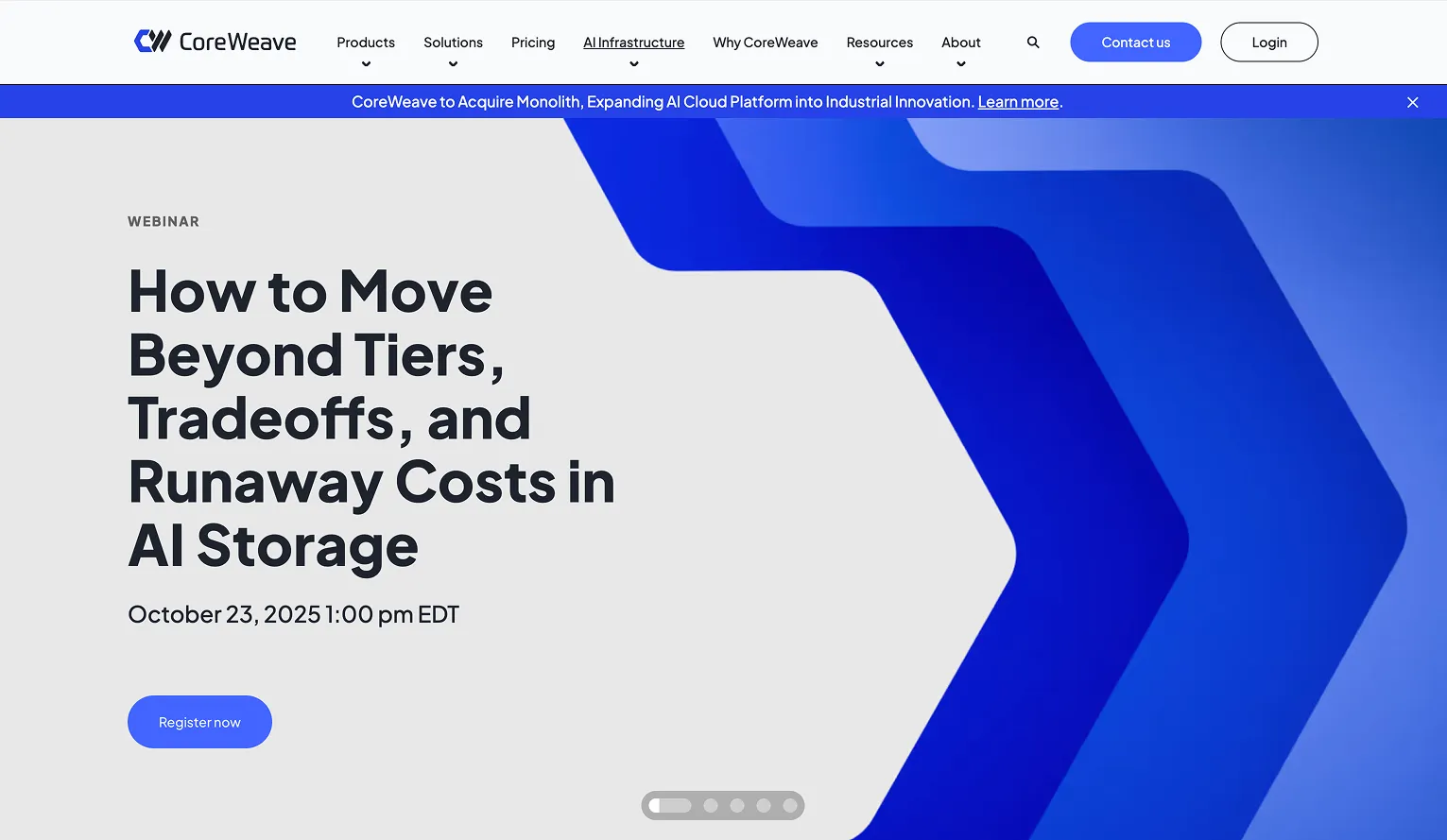 CoreWeave homepage for enterprise GPU cloud infrastructure.