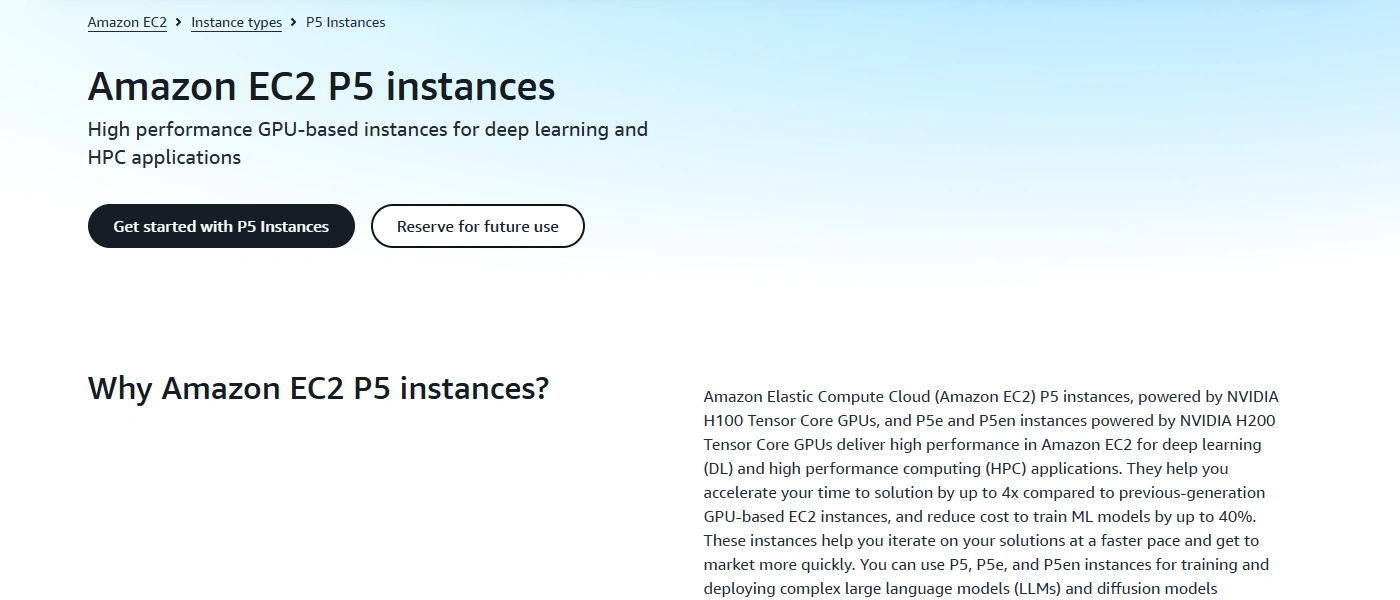 AWS EC2 P5 page