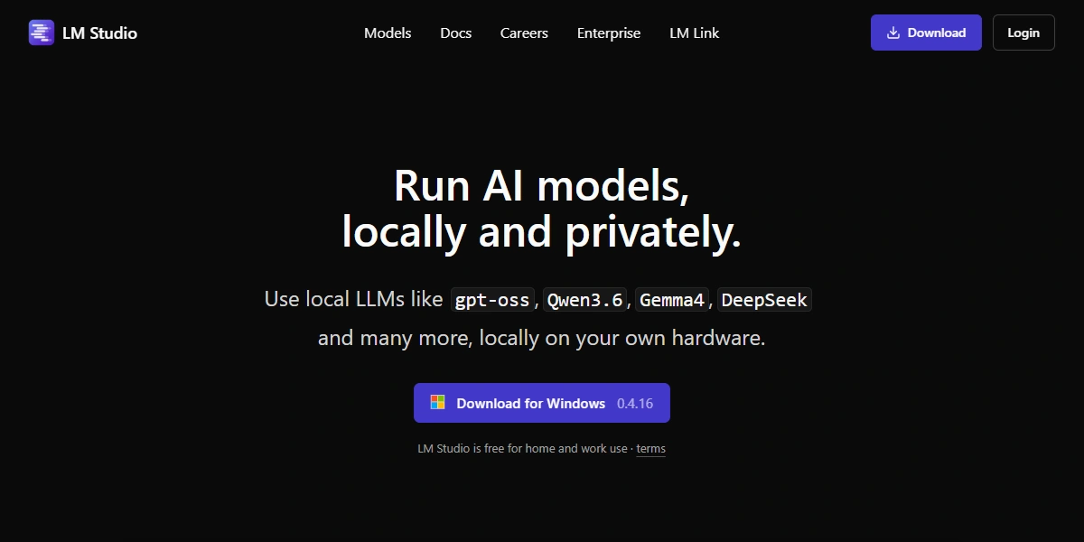 LM Studio homepage.